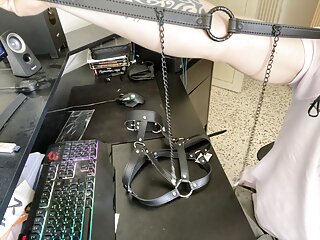 Ring Gag With Nipple Clamps And Vibrating Dildo free video