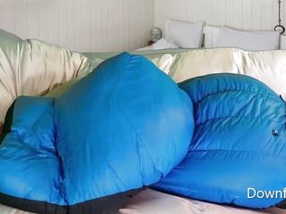 Humping Haglofs Down Bag On Silk Down Comforter free video